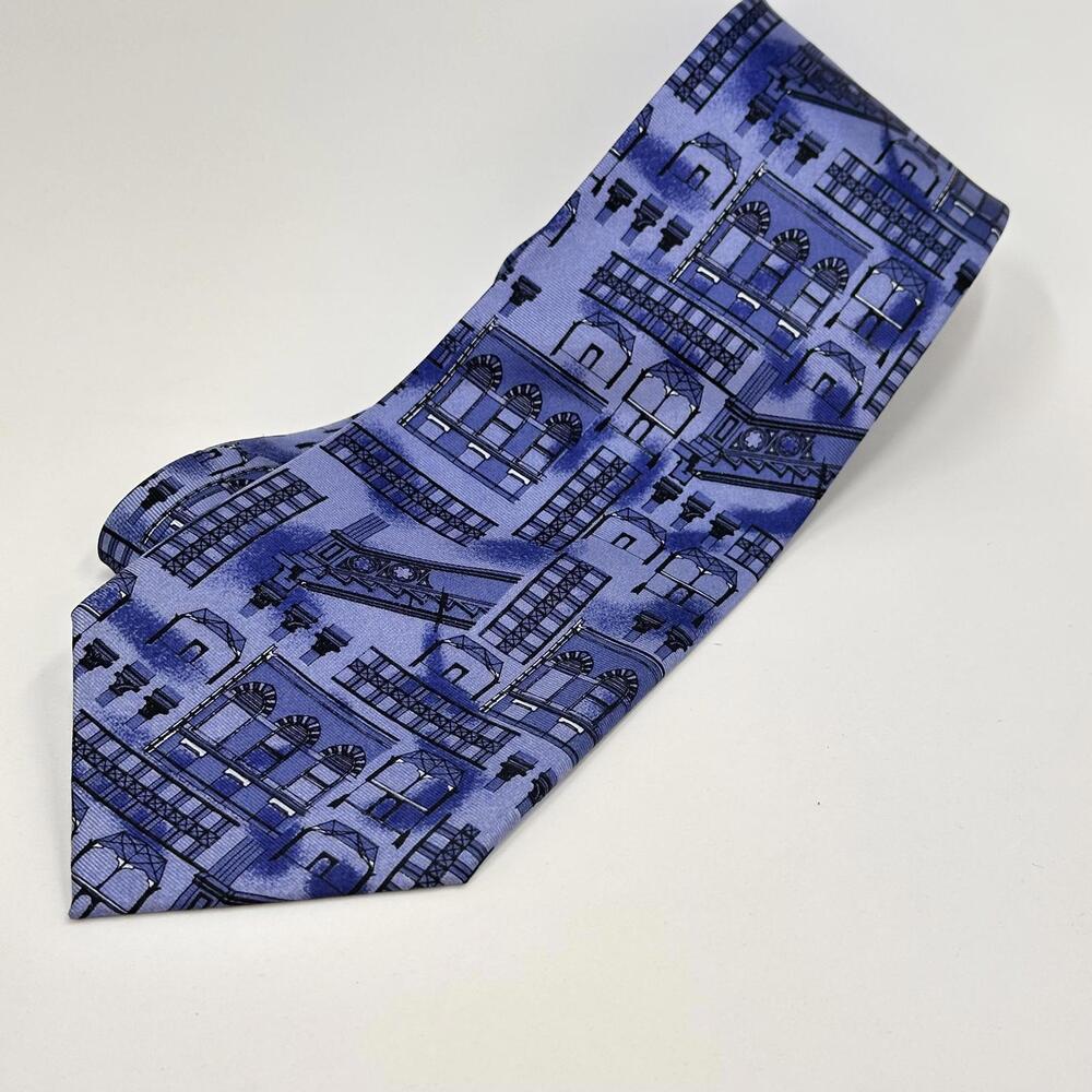 The Metropolitan Museum of Art Blue Architectural Pattern Men's Tie